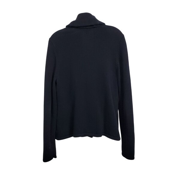 Chaps Womens Size L Cardigan Cotton Sweater Shawl Collar Gold Buttons Crest Navy - Picture 3 of 12